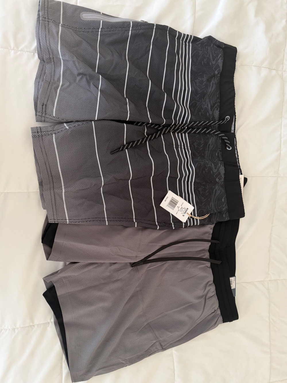 Men's Black and Gray Athletic Performance Shorts with Stripe Detail